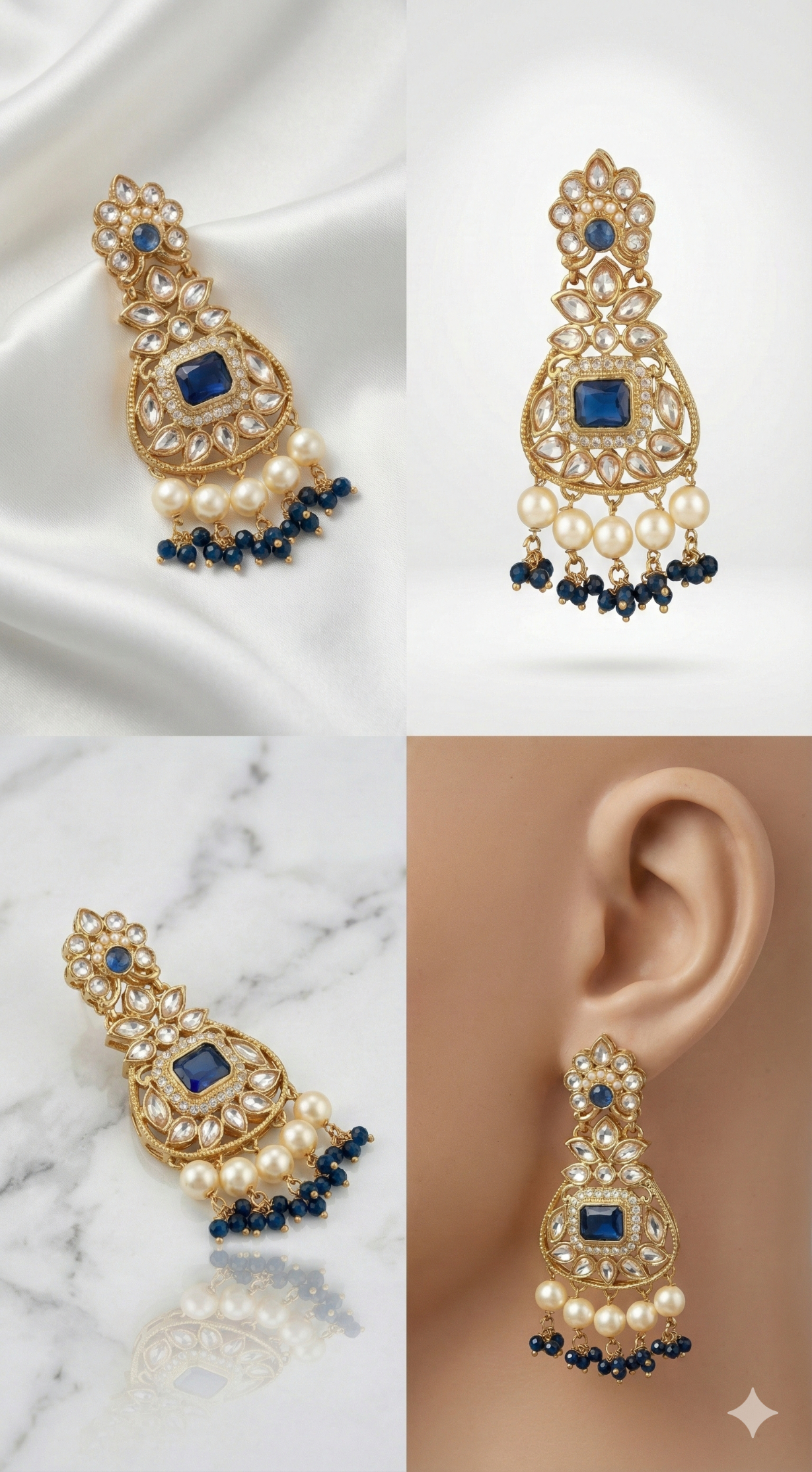Royal Azure Meenakari & Kundan Drop Earrings hover