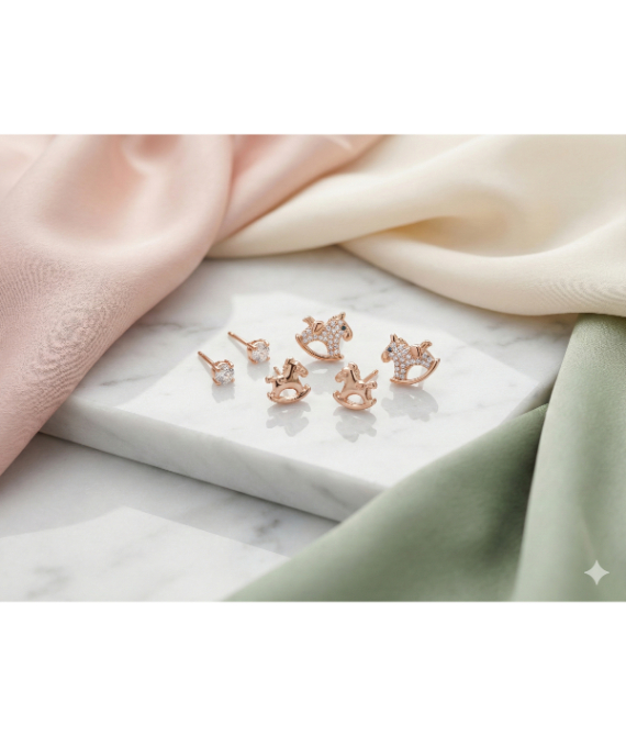 Sparkle Rocking Horse & Solitaire Studs
