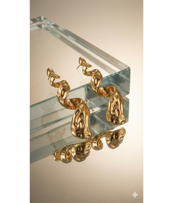 Aurora Hammered Ribbon Spiral Earrings