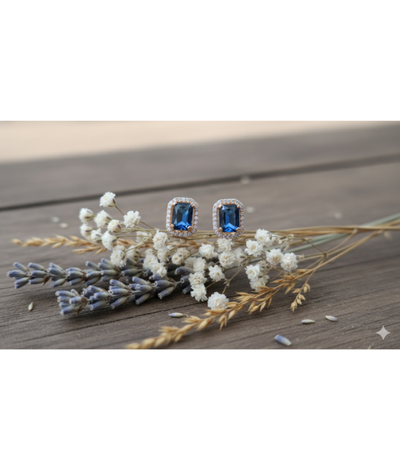 Royal Azure Emerald-Cut Earrings