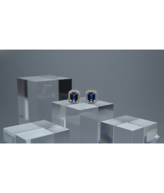 Royal Azure Emerald-Cut Earrings