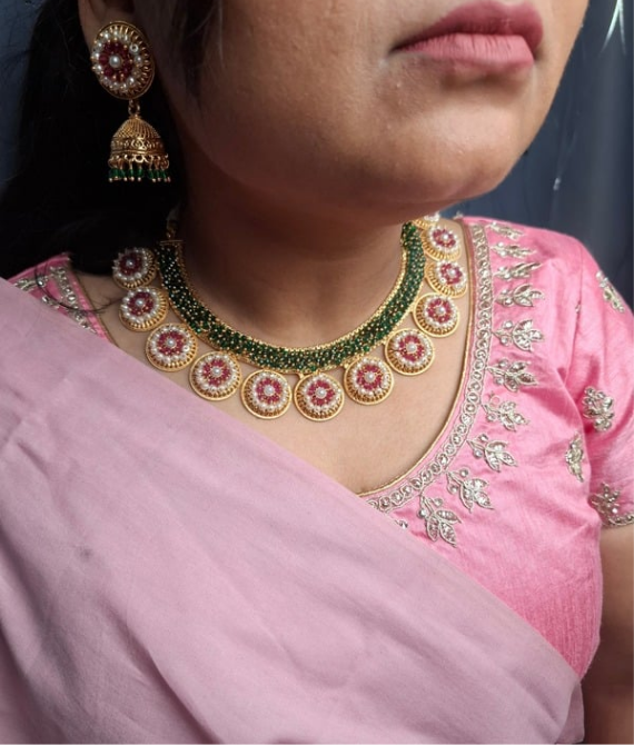 Emerald Pearl Choker Necklace