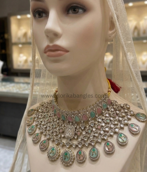 Premium AD Pastel Bridal Choker Set 