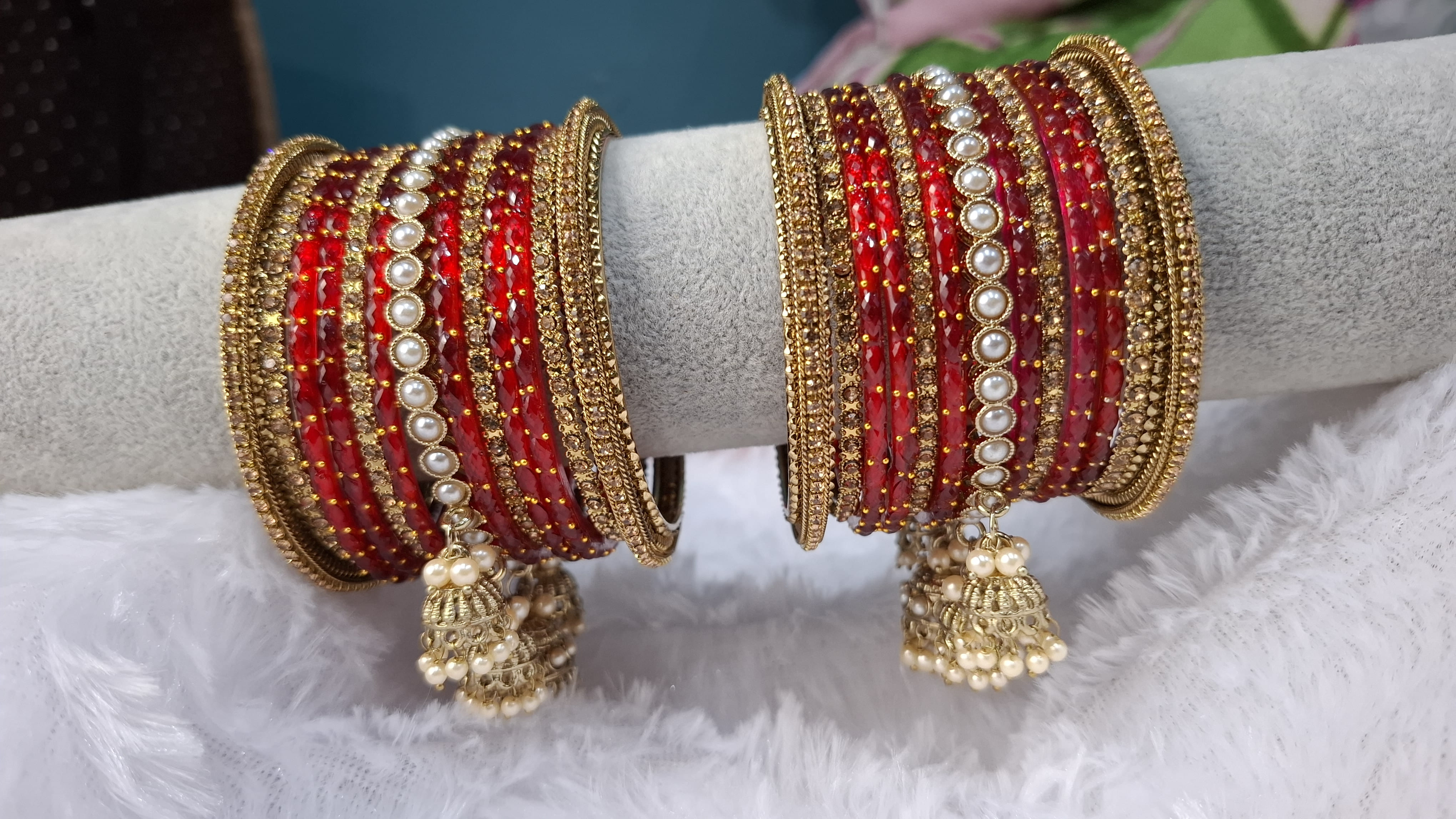 Red jhumka bangle set 2.6