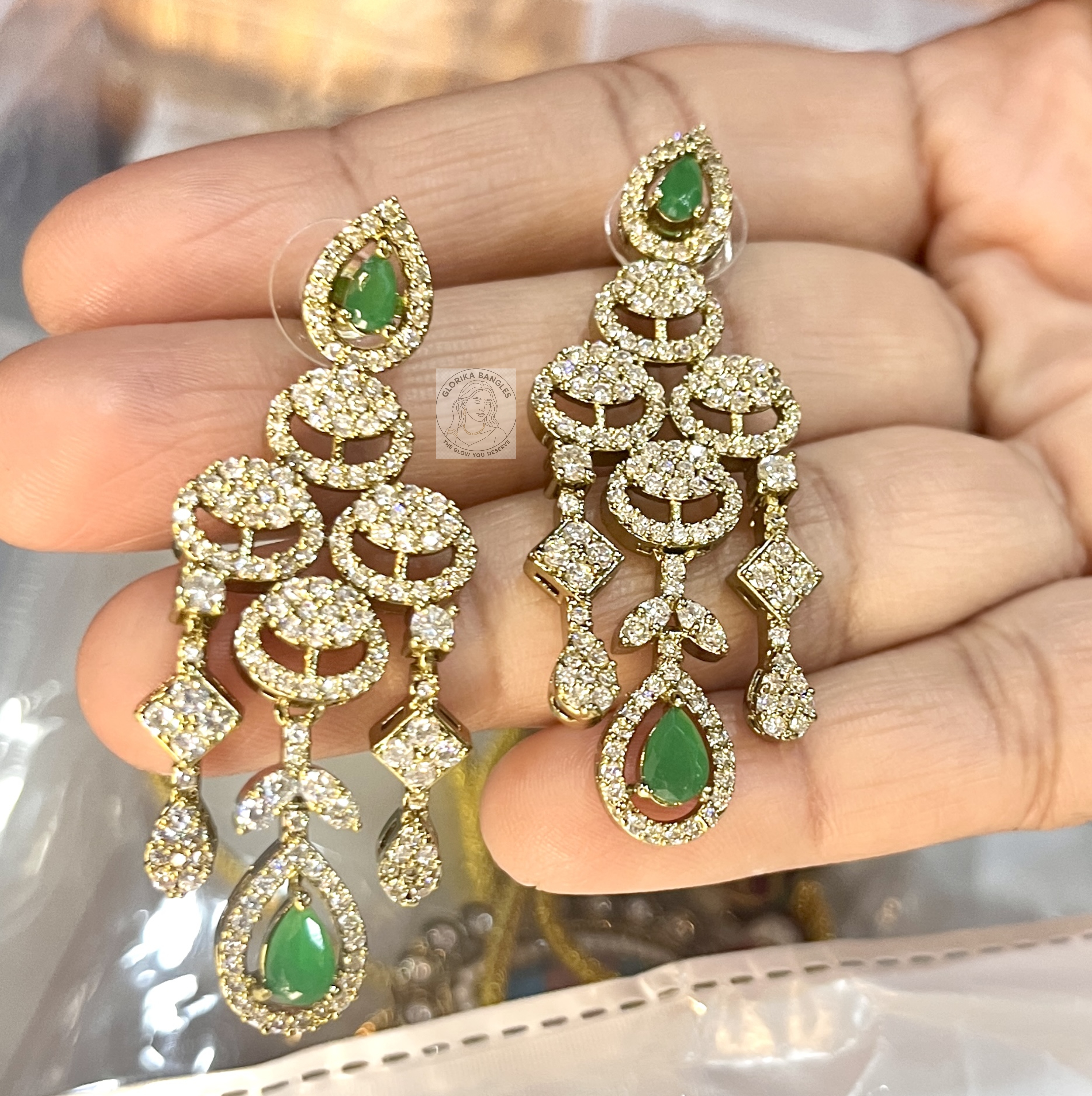 Enchanted Garden Emerald & Gold Filigree Necklace Set hover