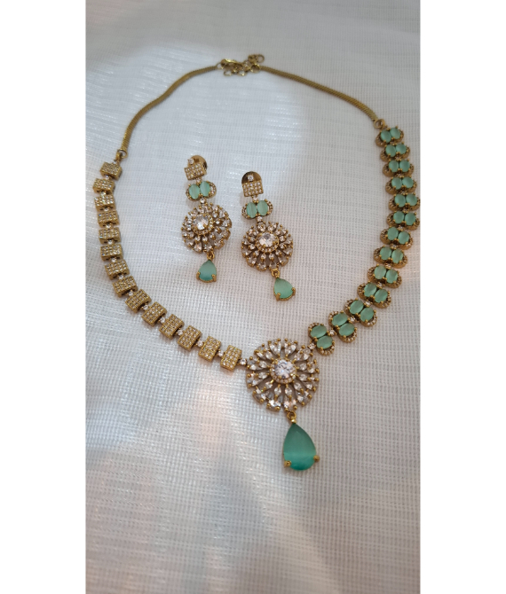 The Mint Royale: Seafoam Green Stone & American Diamond Choker Set