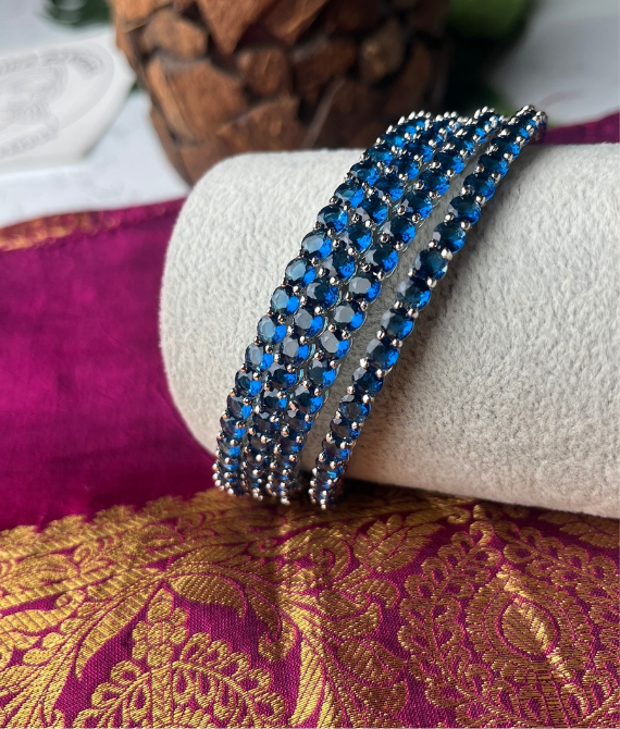Four Royal Sapphire Sparkle Bangles