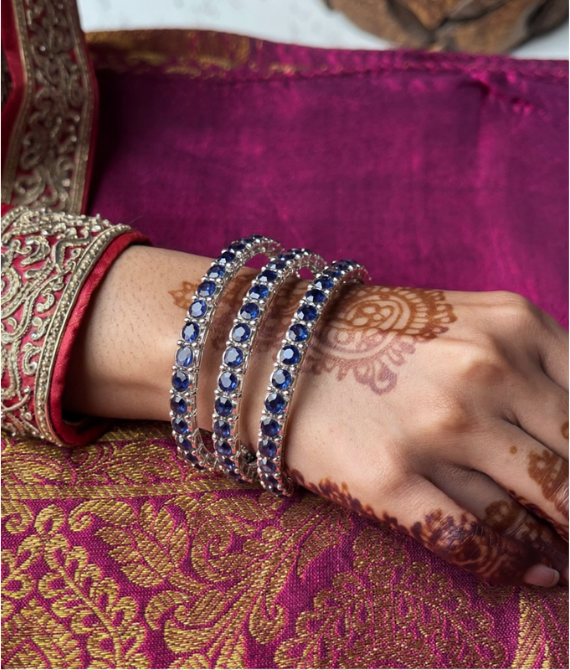 Four Royal Sapphire Sparkle Bangles