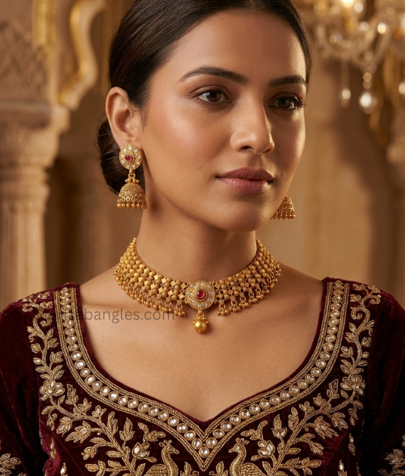 The Rajwadi -Style Antique Matte Choker Set