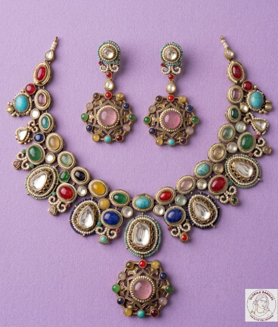 The Bagru Heritage Navaratna Polki Set