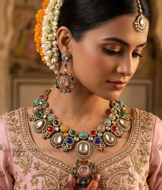 The Bagru Heritage Navaratna Polki Set