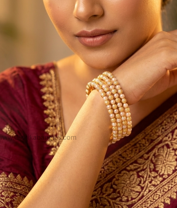 Moti-Mani Gold-Beaded Bangle Set